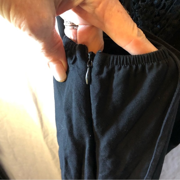 Reverse pants jumpsuit black v neck ball lace detail adjust. Straps side zip M - Picture 11 of 11